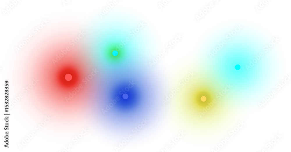 Poster flat design abstract of five overlapping colorful circles is floating on transparent background