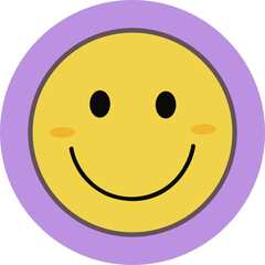 Smiley face icon is showing flat cartoon style within lavender ring on transparent background
