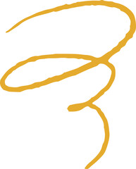 Displaying flat yellow scribble looping overlap ovals curve, transparent background, copy space