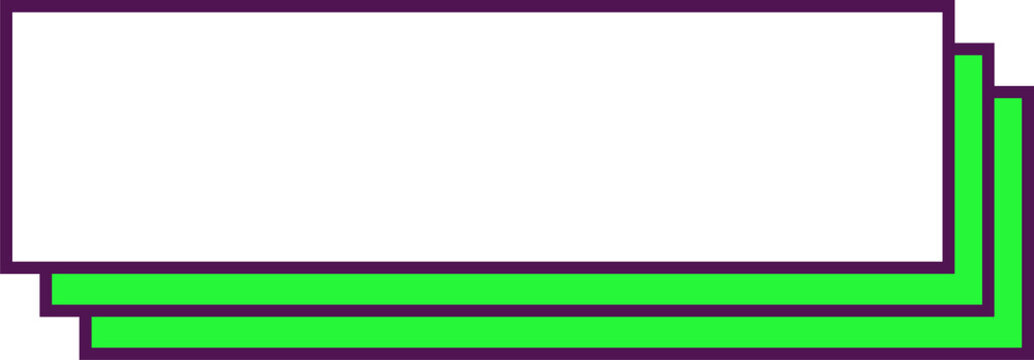 Flat design is stacking white and green rectangles with purple borders on transparent background