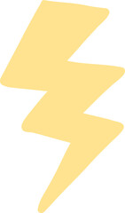 Stylized yellow lightning bolt icon is floating in flat design, with transparent background