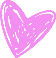 Hand-drawn heart doodle illustration floating on transparent background, showing sketch strokes