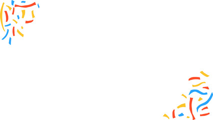 Scattering and forming colorful confetti shapes in two clusters on transparent canvas, flat graphic