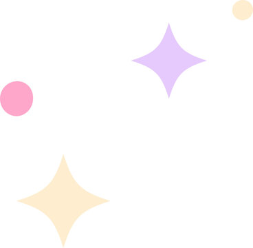 Naklejki Abstract shapes floating in flat design on transparent background, with pastel stars and circles