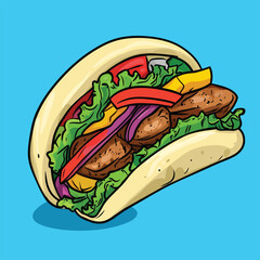 Vibrant Veggie and MeatFilled Pita Pocket