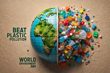 World environment day beat plastic pollution globe