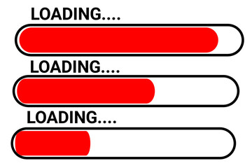 Red Progress Bars PNG – Loading Indicator Set Transparent Background