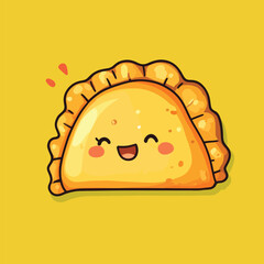 A Cheerful Cartoon Empanada with a Happy Expression