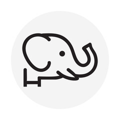 Elephant Icon Animal Thin Line Design