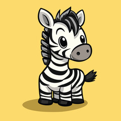 Adorable Cartoon Baby Zebra with Big Eyes