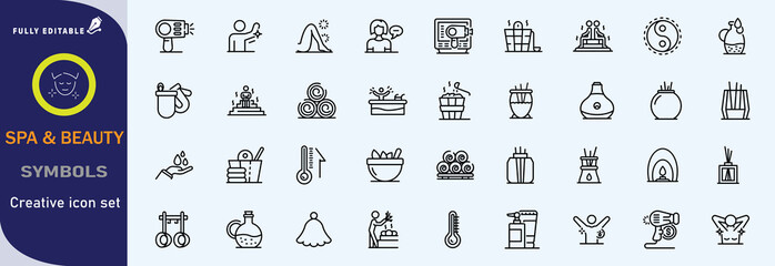 Spa and beauty super saloon icon set