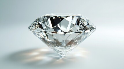 A single sparkling diamond displayed on a pure white background, showcasing its flawless cut and brilliance.