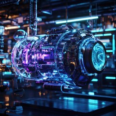 Fototapeta premium Futuristic Engine, Cyberpunk Masterpiece