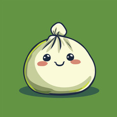 Cheerful Cartoon Khachapuri with a Knotted Top