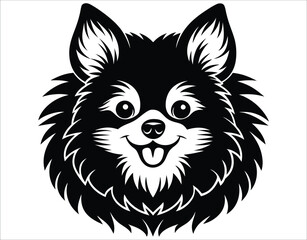 Pomeranian Dog Head Logo Element &ndash; Silhouette Design