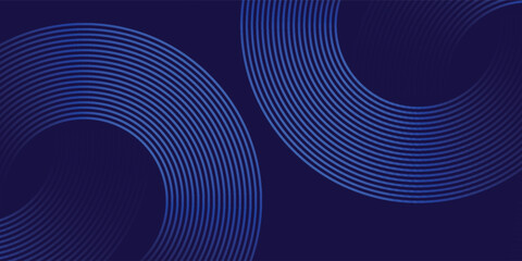 Abstract blue glowing geometric lines on dark blue background. Modern shiny blue circle lines pattern. Futuristic technology concept. Suit for cover, poster, banner modern