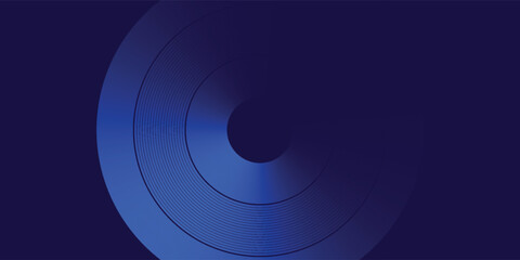 Abstract blue glowing geometric lines on dark blue background. Modern shiny blue circle lines pattern. Futuristic technology concept. Suit for cover, poster, banner modern