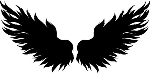 Fiery phoenix wings silhouette design with bold contrast