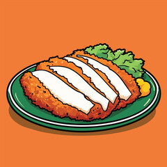 Crispy Breaded Chicken Cutlets with Creamy Sauce Lettuce and Mustard