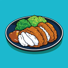 Crispy Katsu Cutlets with Creamy Sauce and Broccoli