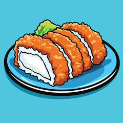 Crispy Tempura Sushi Rolls on Blue Plate