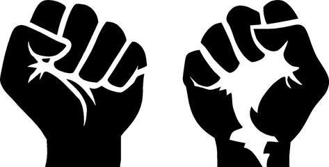 Anarchy symbol and clenched fist set with graffiti elements for protest design