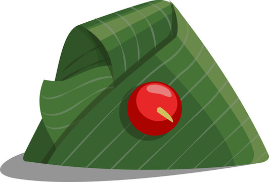 Fototapeta Alpine hat is showing green stripes, red feather in flat vector, transparent backdrop