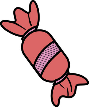 Naklejki Wrapped candy is being shown in flat style with red-purple wrapper, transparent background