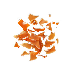 Abstract Shattered Caramel Candy Explosion on Black Background