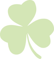 Stylized three-leaf clover floating centrally in flat design, with transparent background