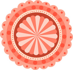Fototapeta premium Mandala-style pattern is showing pink coral scallops with dotted rings on transparent background