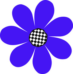 Naklejka premium Digital art is showing purple flower with 8 petals and checkerboard disk on transparent canvas
