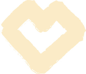 Flat design geometric form is floating on clear background showing brush stroke heart, copy space