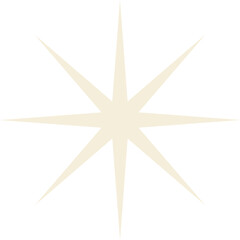 Abstract eight-pointed star is floating in flat style on transparent background with cream points