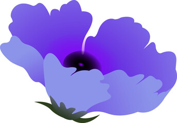 Purple flower vector art is showing gradient petals and dark center on transparent background