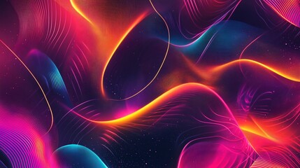 Abstract neon wallpaper with vibrant flowing geometric lines and glowing effect ideal for backgrounds