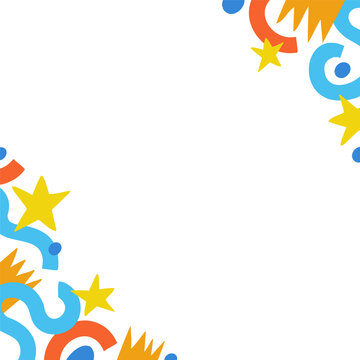 Naklejki Abstract border is framing transparent background with stars and ribbons at corners, copy space