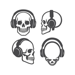  Music Skull Headphone Graphic Set