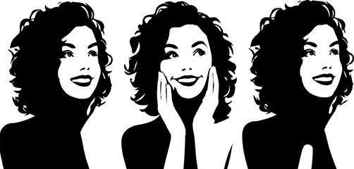 Expressive portraits with joyful smiles and sparkling eyes in black and white