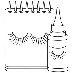 False Eyelashes and Adhesive Bottle on Notepad