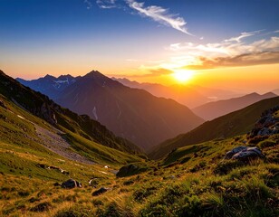 Obraz premium sunset in the mountains