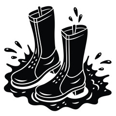 A pair of rubber boots with mud-Adobe Illustrator Artwork