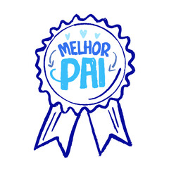 Prêmio medalha de melhor pai ilustrado azul lettering