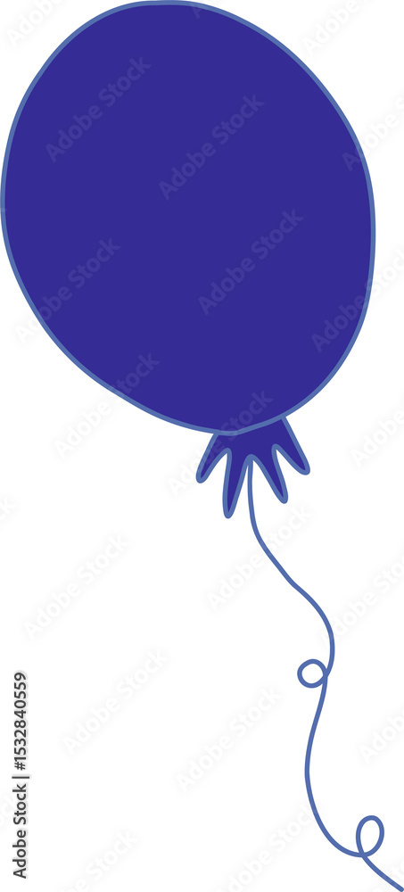 Poster stylized flat design helium balloon is floating on transparent background with looping string