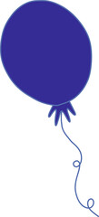 Stylized flat design helium balloon is floating on transparent background with looping string
