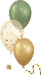 Obraz premium showing festive balloon cluster in flat style with confetti and ribbon on transparent background
