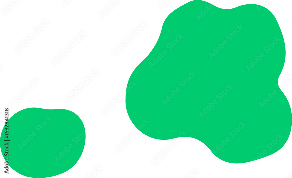 Poster two abstract green blobs are floating over transparent background in flat design style