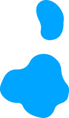 Two abstract blue blobs floating on transparent background using flat design style, copy space