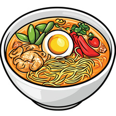 Spicy Ramen Bowl with Egg and Vegetables