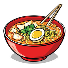 Spicy Ramen Bowl with Egg and Chopsticks